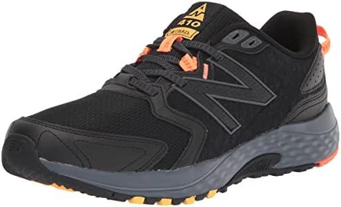 New Balance Men's 410 V7 Trail Running Shoe, Black/Grey/Orange, 12