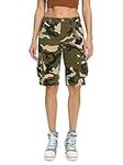 Phorecys Womens Camo Military Shorts, Multi Pocket Loose Fit Twill Cargo Shorts #M Tag 10-UK 12