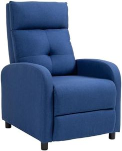 HOMCOM Sillón Relax Reclinable Manual Sillón Reclinable para Salón Tapizado en Tela con Reposapiés Respaldo Alto Carga 150 kg para Dormitorio Oficina Azul