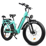 Wildeway Electric Bike for Adults Step Through 17.5AH Battery 26 Inch Fat Tire Ebike 750W Mountain Electric Bicycle for Youth Men Food Delivery Uber Long Range Ebike Child Seat 48KPH