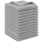 SUNLAND Microfiber Face Makeup Remover Cloth Reusable Facial Cleansing Towel Ultra Soft Face Washcloth 12inchx 12inch (12pack, Light Grey)