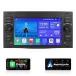 Ossuret Android 12 Car Radio for Ford C-Max Connect Fiesta Fusion Kuga Mondeo Galaxy Kuga Mondeo S-Max Transit Focus, 4+32GB GPS Navigation Support CarPlay Android Auto Weather Display DSP (Black)