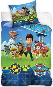 Parure de Couette Paw Patrol - 1 Housse de Couette 140x200 + 1 taie 63x63cm (Parure de lit Paw Patrol - M) (Paw Patrol Duvet Cover Set - E, 140 x 200 cm | 63 x 63 cm)