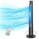 Tower Fan - 48" Oscillating Tower Fan, Bladeless Tower Fan w/ Remote & 12H Timer, Portable Standing Fan, 3 Modes, LED Display, Quiet Cooling, 70° oscillating Fan, Cooling Fans for Bedroom Home Office