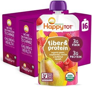 Happy Tot Organics Fiber & Protein, Pears, Raspberries, Butternut Squash and Carrots, 4 oz (Pack of 16)