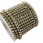 10 Yard Crystal Rhinestone Close Chain Clear Trim Sewing Craft Gold Color (4mm)