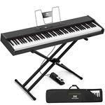 MUSTAR Digital Piano 88 Semi Weighted Keys with Stand Touch Sensitivity, Full Size Keyboard for Birthday Holiday Gifts, Bluetooth Connection, Portable Case, Sustain Pedal, Black