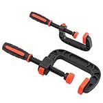 2&3 Inch C-Clamp Set, Clamps for Woodworking,Strong Clamping Force QUICK-GRIP Plastic Rubber C Clamp,Ideal for most DIY, Woodworking and Household Clamping Projects-2 Pack