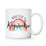 Rainbow gifts | proud to be a key worker mug | coffee cup | thank you NHS Keyworker gift | thinking of you/miss you gifts | inspirational gifts for women or men