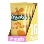 Organix Melty Carrot Puffs, Organic Baby Snack, Finger Food, Multipack (4 x 18 g) (Pack of 4), Total 16 Packets