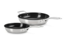 Le Creuset-Essential Stainless Steel – Set of 2| Coated Fry Pan Set - 24 cms & 28cms | Ceramic Coated| Induction Base Fry Pan| 10 Year Guarantee| Non Stick