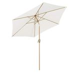 Sekey® 2.7m Garden Parasol Umbrella/Durable Aluminum Parasol, Outdoor Patio Umbrella with Crank & Tilt Function, for Patio Beach Pool, UV50+ / Pole Width ø 38 mm/Cream, Wood Grain