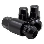Wheel Accessories Parts 4 Locks + Key M12 x 1.5 12 x 1.5 Thread Closed End Bulge 1.38" Long Wheel Lug Nuts Lock Black Dual Hex Key 13/16" and 3/4" Fits Many Chevy Honda Toyota Pass Vehicles Lt. Trucks