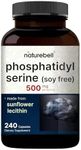 Ultra Strength Phosphatidylserine Supplement 500mg Per Serving, 240 Capsules | Soy Free, Derived from Sunflower Lecithin – Supports Cognitive Health and Brain Function – Non-GMO