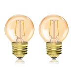 Luxvista 1.5W e27 Vintage Golf Ball Bulb, e27 Screw Bulb Warm White 2200K Amber, LED Low Watt Light Bulbs, 20W Equivalent Replacement G40 Bulb, Decorative LED Light Bulb, Pack of 2