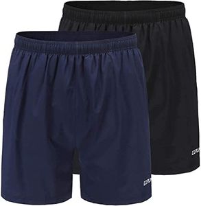 EZRUN Men's 5 Inches Running Workout Shorts Quick Dry Lightweight Athletic Shorts with Liner Zipper Pockets (2-Pack,XL)