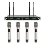 BLOUEFOZ Wireless Microphone System 4-Channel UHF All Metal Build Professional Cordless Mic Set with 4 Handheld Mics Fixed Frequency, Long Range 260ft Perfect for Church, Karaoke, Party
