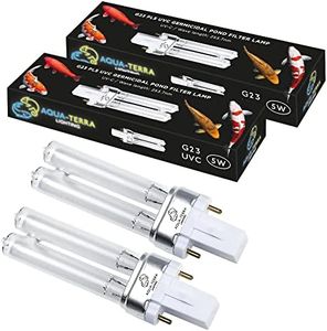 Aqua-Terra Lighting Lot de 2 ampoules de filtre de bassin 5 W – Ampoules UVC ultra violettes pour filtres et clarificateurs – Base de lampe germicide G23 2 broches PLS pour remplacer les ampoules UV
