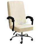 Bestenrose Waterproof Office Chair Cover with Elastic Bottom Stretch Computer High Back Chair Cover Chair Slipcovers Protector Removable Chair Seat Cushion Protectors (Beige, Medium)