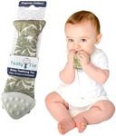 Tasty Tie Teething Tie, 3-in-1 Clip-on Baby Tie, Crinkle Toy & Silicone Teether for 3-6-9-12-18 Month Babies | GOTS Certified Organic Cotton | Unique Baby Boy Gift or Stocking Stuffer, Dino Style