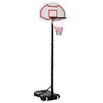 Soozier Portable Basketball Hoop and Stand, 5-7ft Height-Adjustable, with Wheels, 29" Backboard, Ball Holder, Durable Basketball Goal for Indoor and Outdoor Use