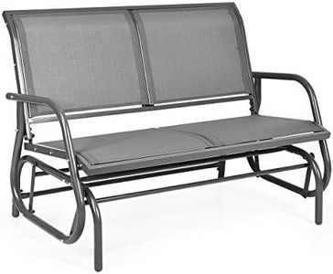 Giantex Swing Glider Chair 48 Inch with Spacious Space, 2 People Swing Lounge Glider Chair Cozy Patio Bench Outdoor & Indoor for Patio, Backyard, Poolside, Lawn Steel Rocking Garden Loveseat (Gray)