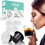 CAPMESSO Reusable Espresso Capsules -Refillable Capsule Coffee Pods Filters Reusable More Than 1000 Times Compatible with Nespresso Original Line Machines (BPA Free,100 Pods+100 Lids+Scoop)