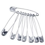 100Pcs Safety Pins, nuoshen 45mm Large Safety Pins Strong Safety Pins Metal Heavy Duty Safety Pin Nickel Plated Safety Blanket Pins for Crafts Arts Clothes