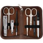 3 Swords Germany - brand quality 8 piece manicure pedicure grooming kit set for professional finger & toe nail care scissors clipper fashion leather case in gift box, Made by 3 Swords (0958)