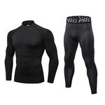 LNFINTDO Mens Thermal Underwear Set Long Sleeve Compression Top and Long Johns Thermal Base Layer Bottom for Running Cycling Skiing in Winter