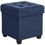 SONGMICS Storage Ottoman, Bedroom Bench with Storage, Foot Stool, 15 x 15 x 15.7 Inches, Midnight Blue ULSF14IN