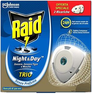 Raid Night & Day Trio Antizanzare con Sabbia Compressa, Confezione da 2 Pezzi