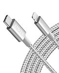 Anker New Nylon USB-C to Lightning Charging Cord for (6ft, MFi Certified) for iPhone 13/13 Pro/12 Pro Max /12/11 /X/XS/XR/ 8 Plus/AirPods Pro, Supports Power Delivery (6ft, Silver)