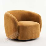 Sofas Central Modern Boucle Swivel Barrel Chair, 360-Degree Rotation, Pink, 300 lbs Capacity, No Assembly Required (1 Chair, Yellow Tan Boucle)