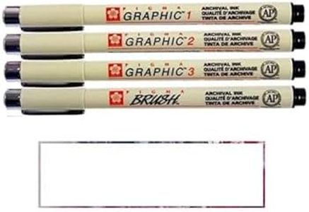 PIGMA MICRON negro 4 todas las plumas, juego de 1 mm, 2 mm, 3 mm, Brush, Made in Japan