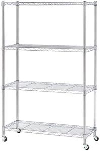 Seville Classics Solid Steel Wire Shelving Storage Unit Adjustable Shelves Organizer Rack, for Home, Kitchen, Office, Garage, Bedroom, Closet, Steel, 4-Tier, 36" W x 14" D