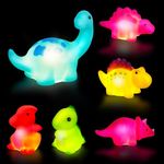 Jiosdo Baby Bath Toys, 6 PCS Light Up Dinosaur Bath Toys for Babies, LED Kids Sensory Toys Baby Light Up Sensory Toys, Liquid Sensor Toddler Bath Toys Sensory Bath Toys for Autism