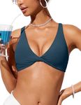 CRZ YOGA Womens V Neck Bikini Tops Twist Front Bathing Suit Tops Criss Cross Back Swim Top Padded Insignia Blue Small