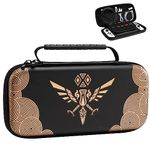 TiMOVO Carrying Case Compatible with Nintendo Switch OLED Model 2021 & Switch, Zelda: Tears of the Kingdom Game Storage Portable Handbag with Pocket for 10 Game Cards & Accessories, Black Gold Eagle