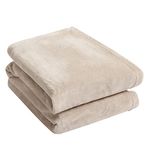 Brentfords Flannel Fleece Ultra Soft Large Blanket Throw Over Fluffy Warm Bedspread for Bedroom Single Bed Sofa Couch, Mink - 120 x 150cm