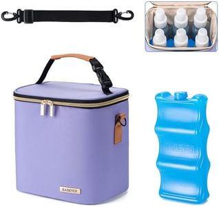 BABEYER Breastmilk Cooler Bag with Ice Pack Fits 6 Baby Bottles Up to 9 Ounce, Baby Bottle Bag with Shoulder Strap for Nursing Mom Daycare, Violet
