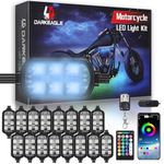 16Pods Motorcycle LED Lights Kits with Brake Turn Signal, Motorcycle Underglow LED Light Kit with APP/RF Remote Control, Dual Zone RGB Neon Multicolor 12v Waterproof for Harley Honda Kawasaki Yamaha