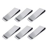 Cozihom Stainless Steel Money Clips, Money & Cards Holder, Minimalism Wallet, Super Slim and Durable - Silver, 6 PCS