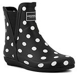 LONDON FOG Women's Piccadilly Rain Boot, Black/White, 6