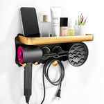 Hair Dryer Holder Wall Mounted with Storage Shelf，Bathroom Hair Tool Organizer for 99% Hair Dryer Bracket, Bathroom Storage Rack Hair Dryer Holder Toothbrush Cosmetic Storage Organizer Shelf（Large）