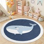 Kids Round Rug, 4 Ft Washable Area Rugs Nursery Rug for Baby Boys Girls Toddlers Cute Play Mat Floor Carpet Non Slip Soft Rugs for Living Room Bedroom Playroom Bathroom Classroom Office Kids Room