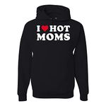 wild custom apparel I Heart Hot Moms Mens Hoodies, Black, Medium