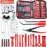 Uolor 268Pcs Trim Removal Tool Kit, Car Pry Tool Kit Door Panel/Radio/Stereo/Terminal Removal Tool Set, Auto Clip Pliers Fastener Remover Panel Removal Tool Kit, Pry Tool Set with Storage Bag