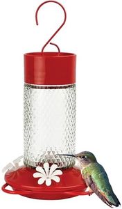 Nature's Way Hanging Glass Hummingbird Feeder for Outdoor Décor, 13 Ounce Capacity Nectar Feeder, Ant Moat, 4 Easy to Clean Flexible Ports, Red