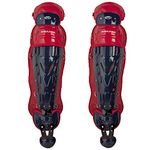 Rawlings Sporting Goods Catchers Velo Series Intermediate Leg Guards, 15.5", Navy/Scarlet